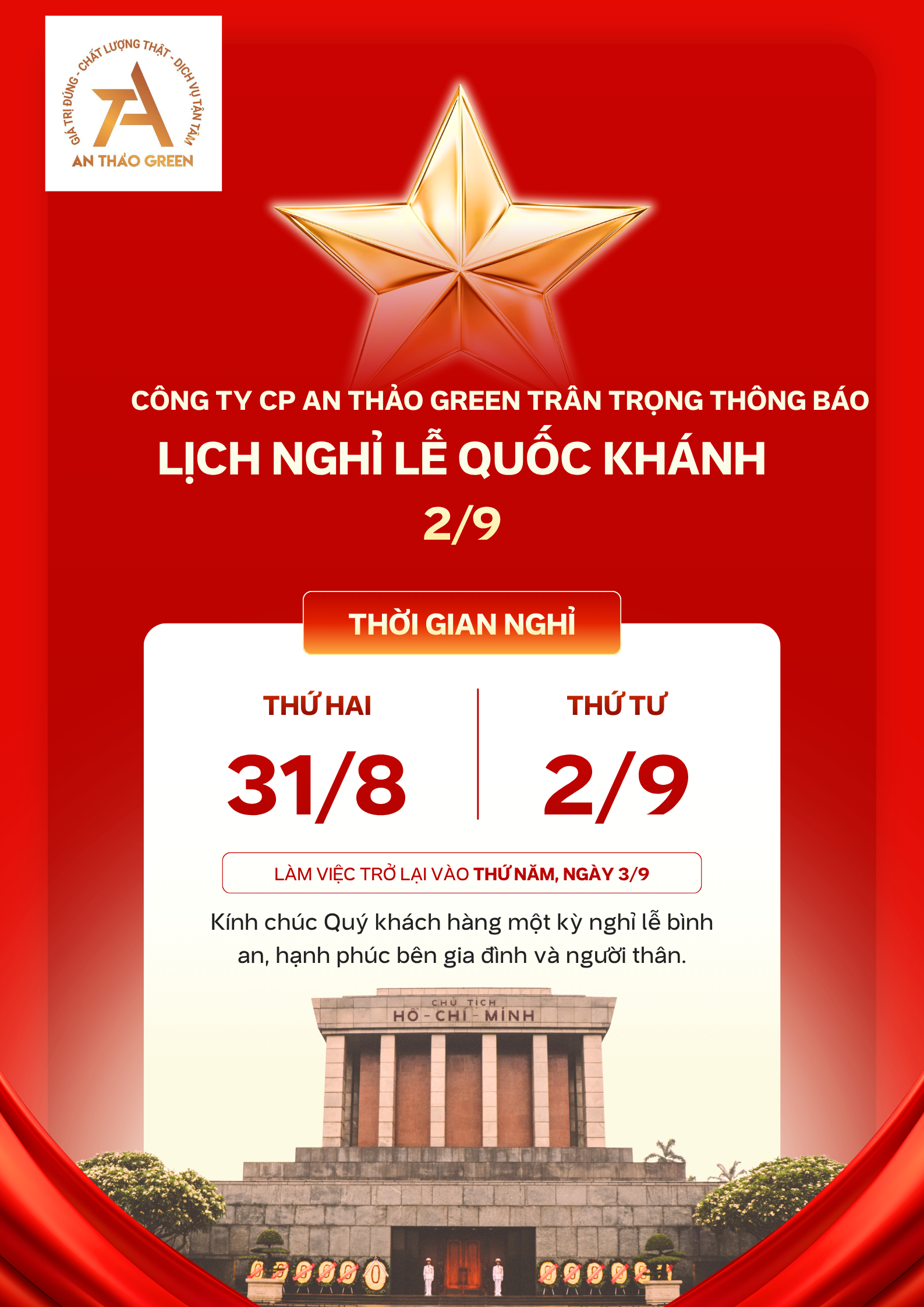 An Thảo Green nghỉ lễ Quốc khánh